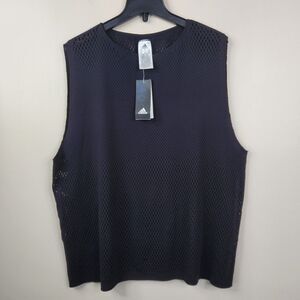 NEW Adidas Womens Black Mesh Sleeveless WRPKNT Tank Large